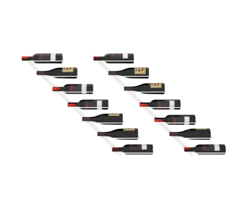 vidaXL vīna pudeļu sienas plaukts 7 pudelēm, 2 gab., balts metāls