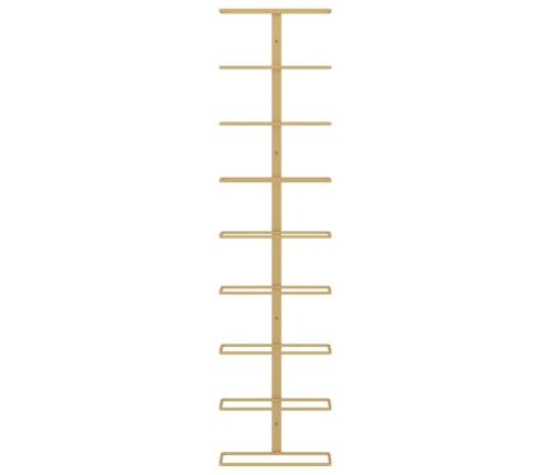 vidaXL vīna pudeļu sienas plaukts 9 pudelēm, zeltaina dzelzs