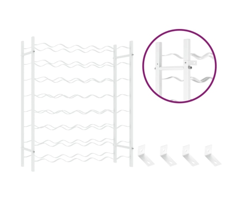 vidaXL vīna pudeļu plaukts, 48 pudelēm, balts metāls