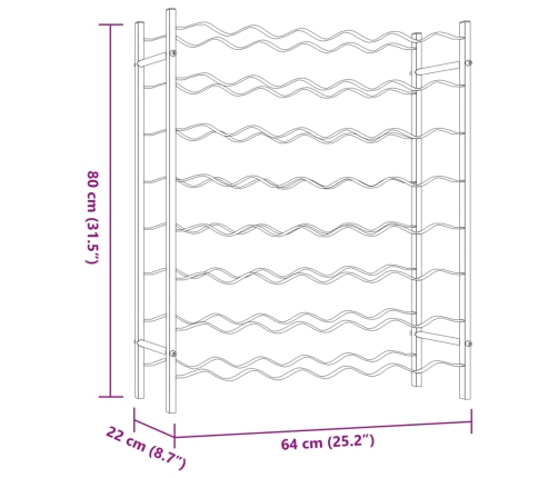 vidaXL vīna pudeļu plaukts, 48 pudelēm, balts metāls
