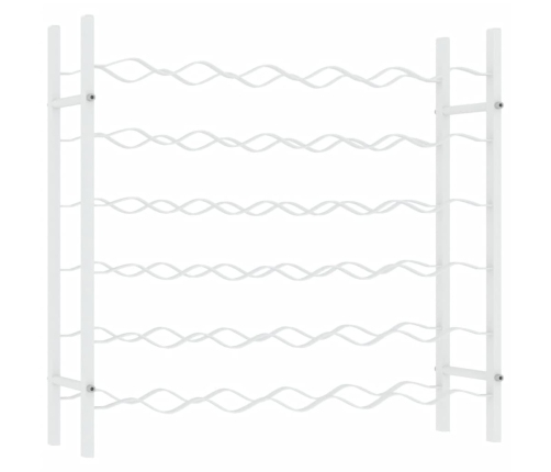 vidaXL vīna pudeļu plaukts, 36 pudelēm, balts metāls