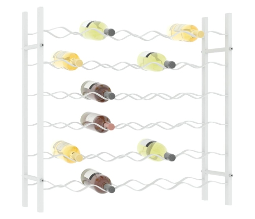 vidaXL vīna pudeļu plaukts, 36 pudelēm, balts metāls