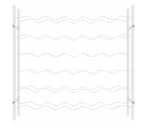 vidaXL vīna pudeļu plaukts, 36 pudelēm, balts metāls