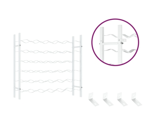 vidaXL vīna pudeļu plaukts, 36 pudelēm, balts metāls