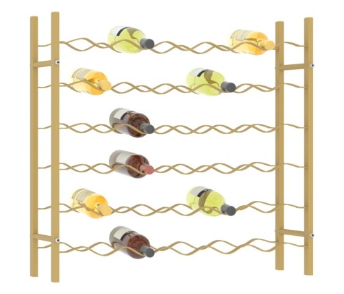 vidaXL vīna pudeļu plaukts, 36 pudelēm, zelta krāsas metāls