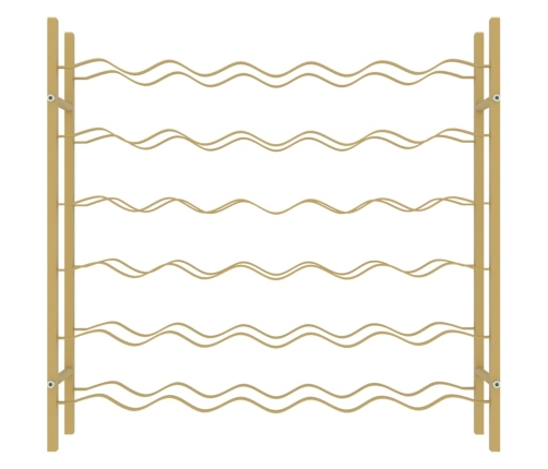 vidaXL vīna pudeļu plaukts, 36 pudelēm, zelta krāsas metāls