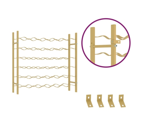 vidaXL vīna pudeļu plaukts, 36 pudelēm, zelta krāsas metāls