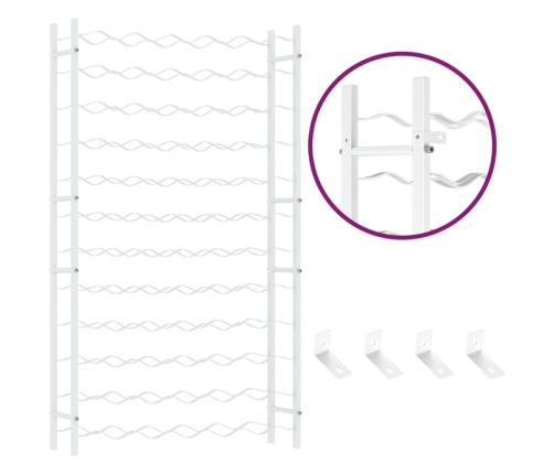 vidaXL vīna pudeļu plaukts, 72 pudelēm, balts metāls
