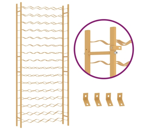 vidaXL vīna pudeļu plaukts, 96 pudelēm, zelta krāsas metāls