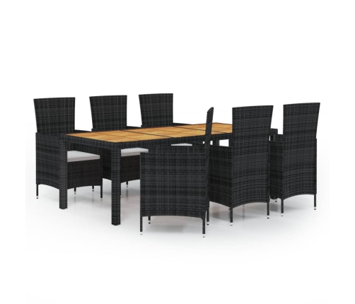 vidaXL 7-daļīgs dārza mēbeļu komplekts, matrači, melna PE rotangpalma