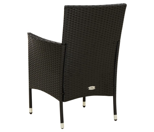 vidaXL 7-daļīgs dārza mēbeļu komplekts, matrači, melna PE rotangpalma