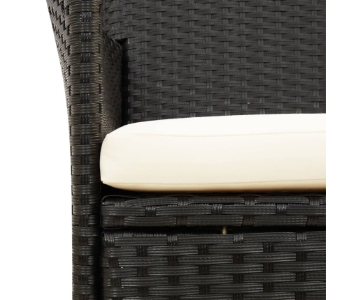 vidaXL 7-daļīgs dārza mēbeļu komplekts, matrači, melna PE rotangpalma