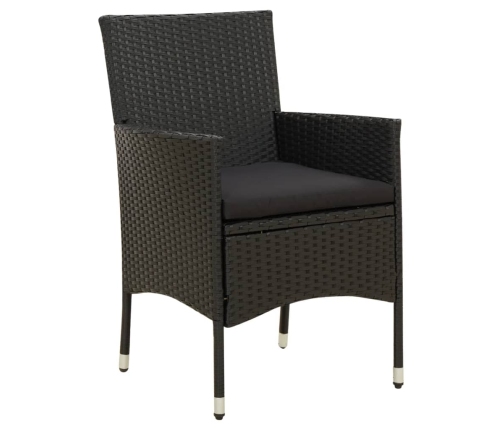 vidaXL 7-daļīgs dārza mēbeļu komplekts, matrači, melna PE rotangpalma