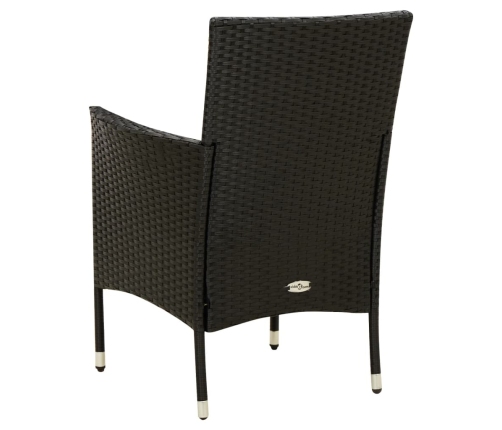 vidaXL 7-daļīgs dārza mēbeļu komplekts, matrači, melna PE rotangpalma