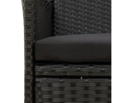 vidaXL 7-daļīgs dārza mēbeļu komplekts, matrači, melna PE rotangpalma