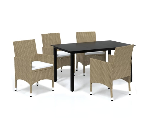 vidaXL 5-daļīgs dārza mēbeļu komplekts ar matračiem, PE rotangpalma