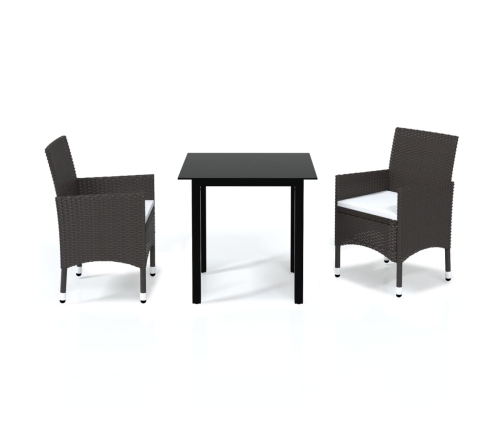 vidaXL 3-daļīgs dārza mēbeļu komplekts ar matračiem, PE rotangpalma