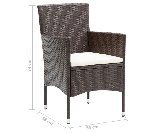 vidaXL 3-daļīgs dārza mēbeļu komplekts ar matračiem, PE rotangpalma