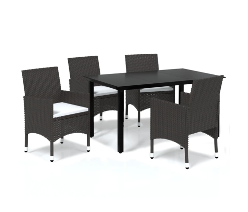 vidaXL 5-daļīgs dārza mēbeļu komplekts ar matračiem, PE rotangpalma