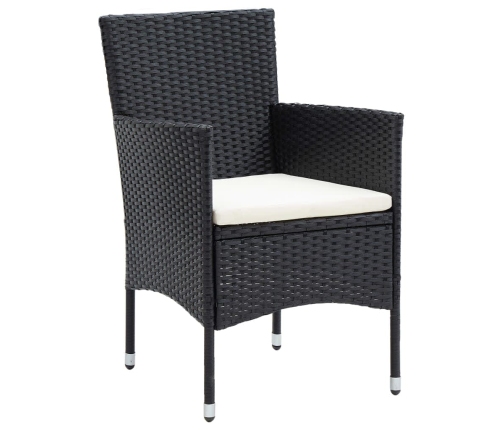 vidaXL 5-daļīgs dārza mēbeļu komplekts ar matračiem, PE pinums, melns