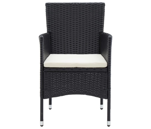 vidaXL 5-daļīgs dārza mēbeļu komplekts ar matračiem, PE pinums, melns