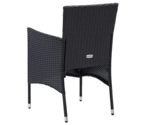 vidaXL 5-daļīgs dārza mēbeļu komplekts ar matračiem, PE pinums, melns