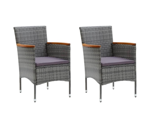 vidaXL 3-daļīgs dārza mēbeļu komplekts, matrači, pelēka PE rotangpalma