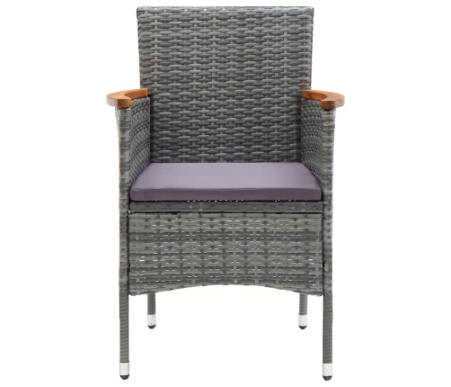 vidaXL 3-daļīgs dārza mēbeļu komplekts, matrači, pelēka PE rotangpalma