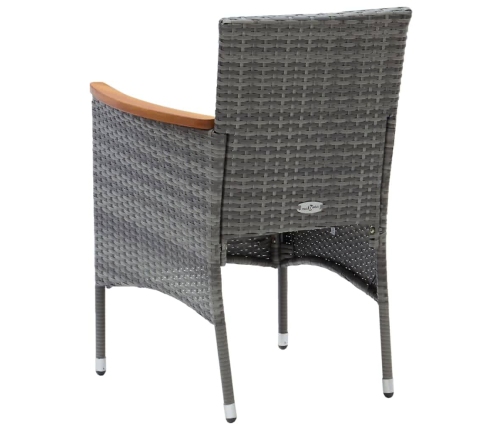 vidaXL 3-daļīgs dārza mēbeļu komplekts, matrači, pelēka PE rotangpalma