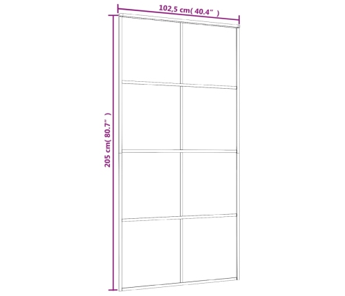 vidaXL bīdāmās durvis, 102,5x205 cm, ESG stikls, balts alumīnijs