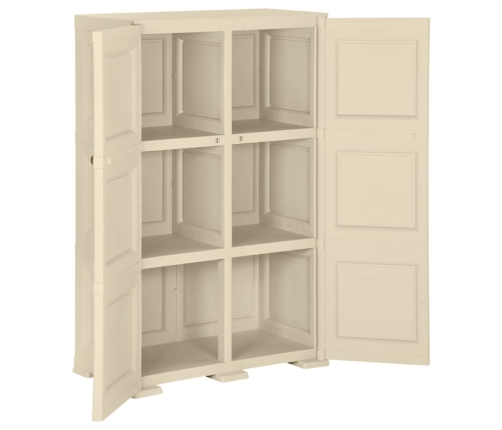 vidaXL skapītis, 79x43x125 cm, plastmasa, koka dizains, balts