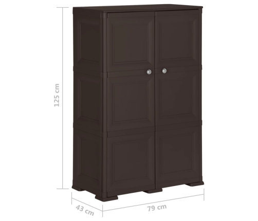 vidaXL skapītis, 79x43x125 cm, plastmasa, koka dizains, brūns