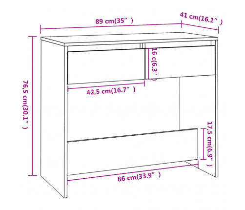 vidaXL konsoles galdiņš, betonpelēks, 89x41x76,5 cm, inženierijas koks