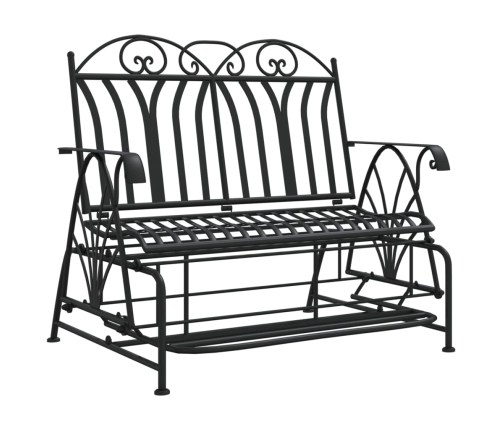 vidaXL divvietīgs dārza šūpuļsols, 114 cm, melns, tērauds