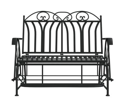 vidaXL divvietīgs dārza šūpuļsols, 114 cm, melns, tērauds