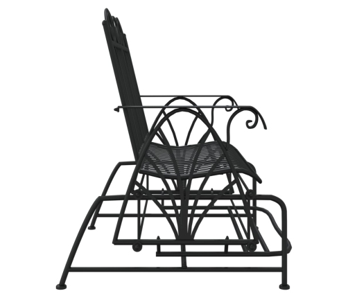 vidaXL divvietīgs dārza šūpuļsols, 114 cm, melns, tērauds