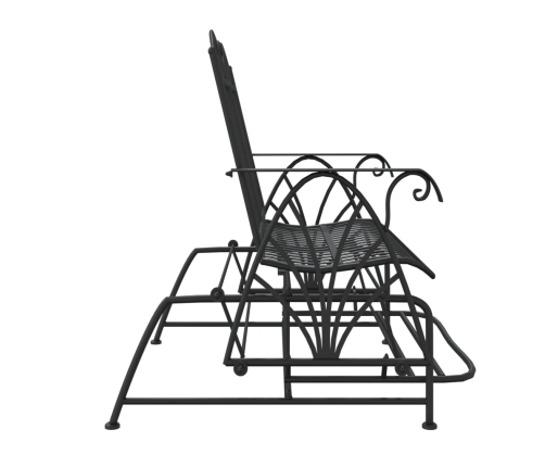 vidaXL divvietīgs dārza šūpuļsols, 114 cm, melns, tērauds