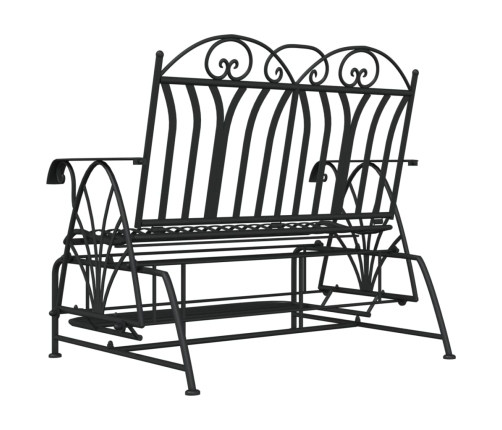 vidaXL divvietīgs dārza šūpuļsols, 114 cm, melns, tērauds