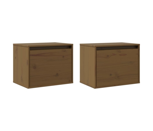 vidaXL sienas skapīši, 2 gab., brūni, 45x30x35 cm, priedes masīvkoks