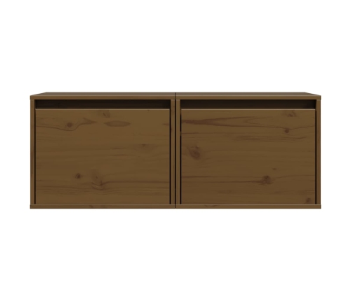 vidaXL sienas skapīši, 2 gab., brūni, 45x30x35 cm, priedes masīvkoks