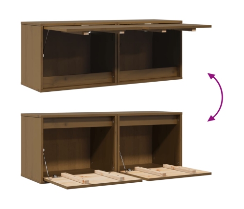 vidaXL sienas skapīši, 2 gab., brūni, 45x30x35 cm, priedes masīvkoks