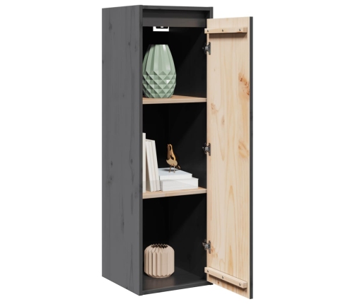 vidaXL sienas skapīši, 2 gab., pelēki, 30x30x100 cm, priedes masīvkoks