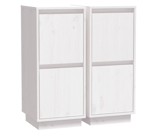 vidaXL kumodes, 2 gab., baltas, 31,5x34x75 cm, priedes masīvkoks