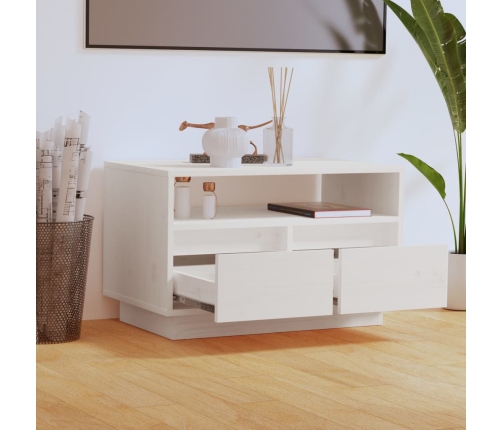 vidaXL TV skapītis, balts, 60x35x37 cm, priedes masīvkoks