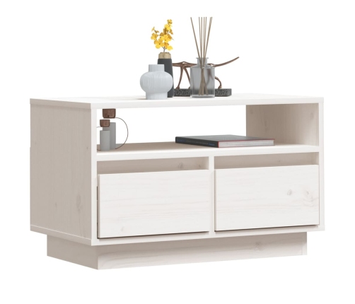 vidaXL TV skapītis, balts, 60x35x37 cm, priedes masīvkoks