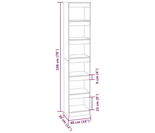 vidaXL grāmatu plaukts, aizslietnis, ozolkoka krāsa, 40x30x198 cm
