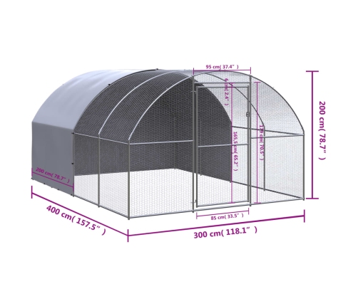 vidaXL vistu būris, 3x4x2 m, cinkots tērauds