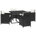 vidaXL 5-daļīgs dārza mēbeļu komplekts ar matračiem, PE pinums, melns