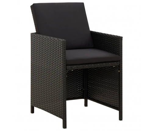 vidaXL 9-daļīgs dārza mēbeļu komplekts, matrači, melns, PE rotangpalma