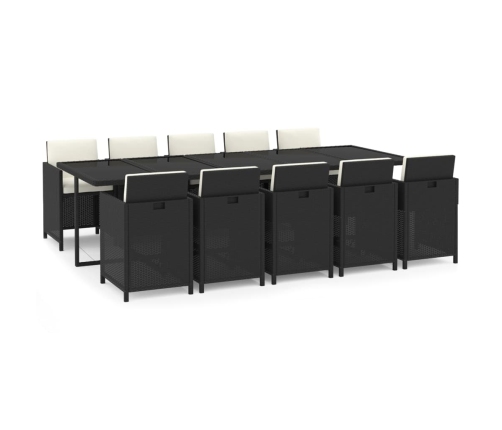 11-Daļīgs Dārza Mēbeļu Komplekts, Matrači, Melna Pe Rotangpalma Vidaxl